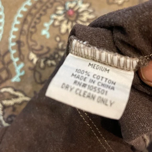 Double D Ranch Embroidered V-Neck Brown and Tan Women's Top Sz:M - Picture 9 of 9